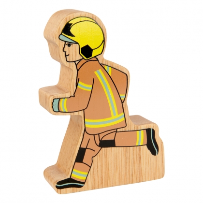 Wooden brown running firefighter toy