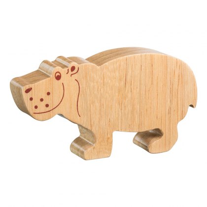 Natural wood hippo toy