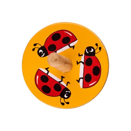 Ladybird wooden spinning top