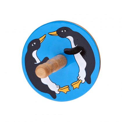 Penguin wooden spinning top