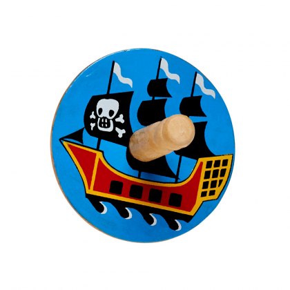 Pirate ship wooden spinning top