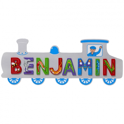 Silver train name plaque - large