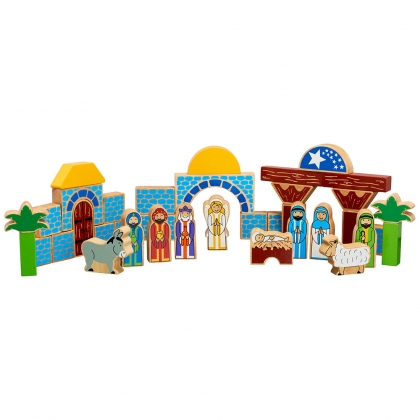 Wooden nativity building blocks toy