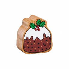 Wooden brown and white Christmas pudding toy