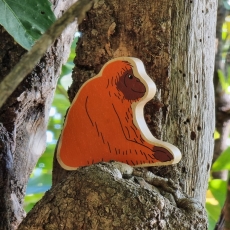 Wooden orange orangutan toy