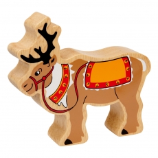 Wooden brown reindeer with reins toy
