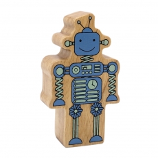 Wooden blue robot toy