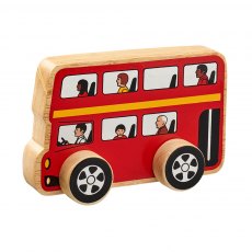 Wooden double decker bus push along toy