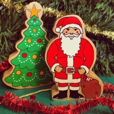 Wooden red & white Father Christmas toy