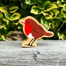 Wooden brown & red robin toy