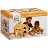 Colourful cardboard box packaging for Natural wood farm toy playset and characters with Lanka Kade l