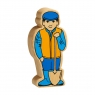 Wooden blue & yellow farm man toy