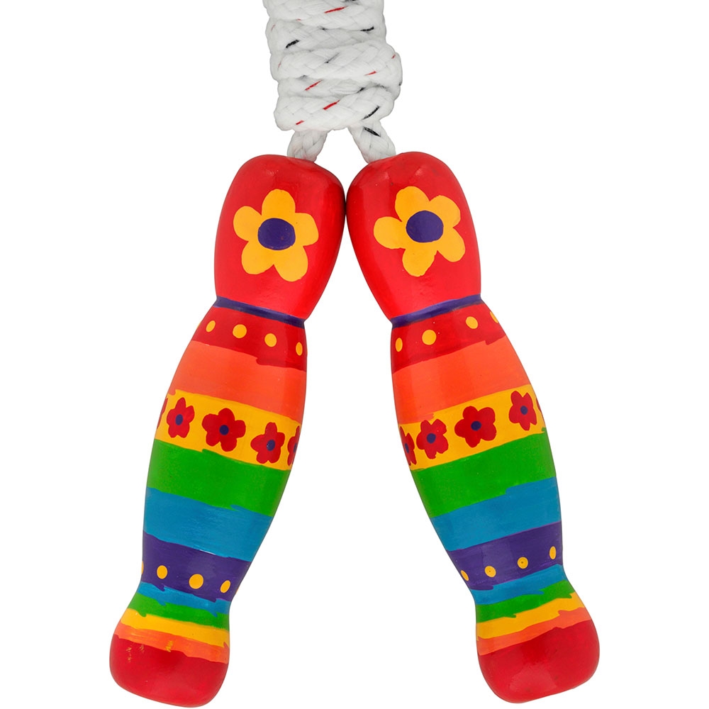 Red Flower Rope Thing Hand Painted Rainbow Flowers Skipping Rope | Fair Trade