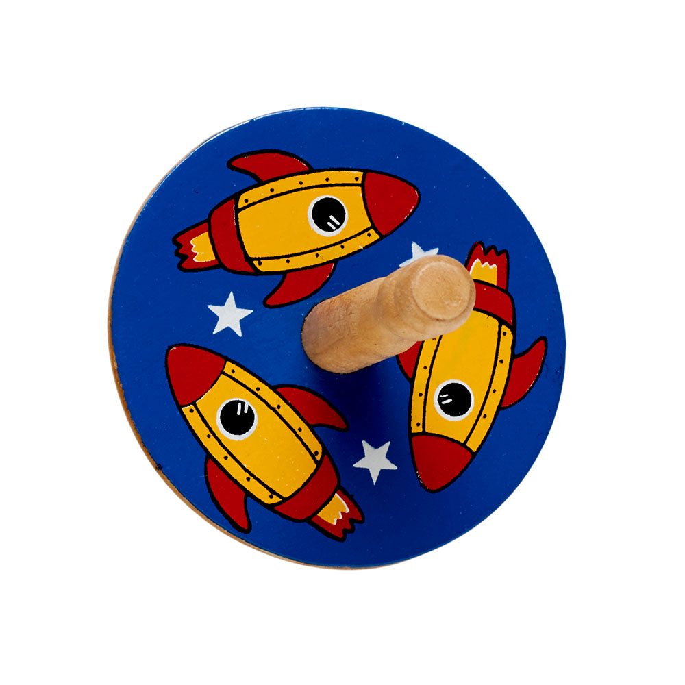Fair Trade Wooden Rocket Spinning Top
