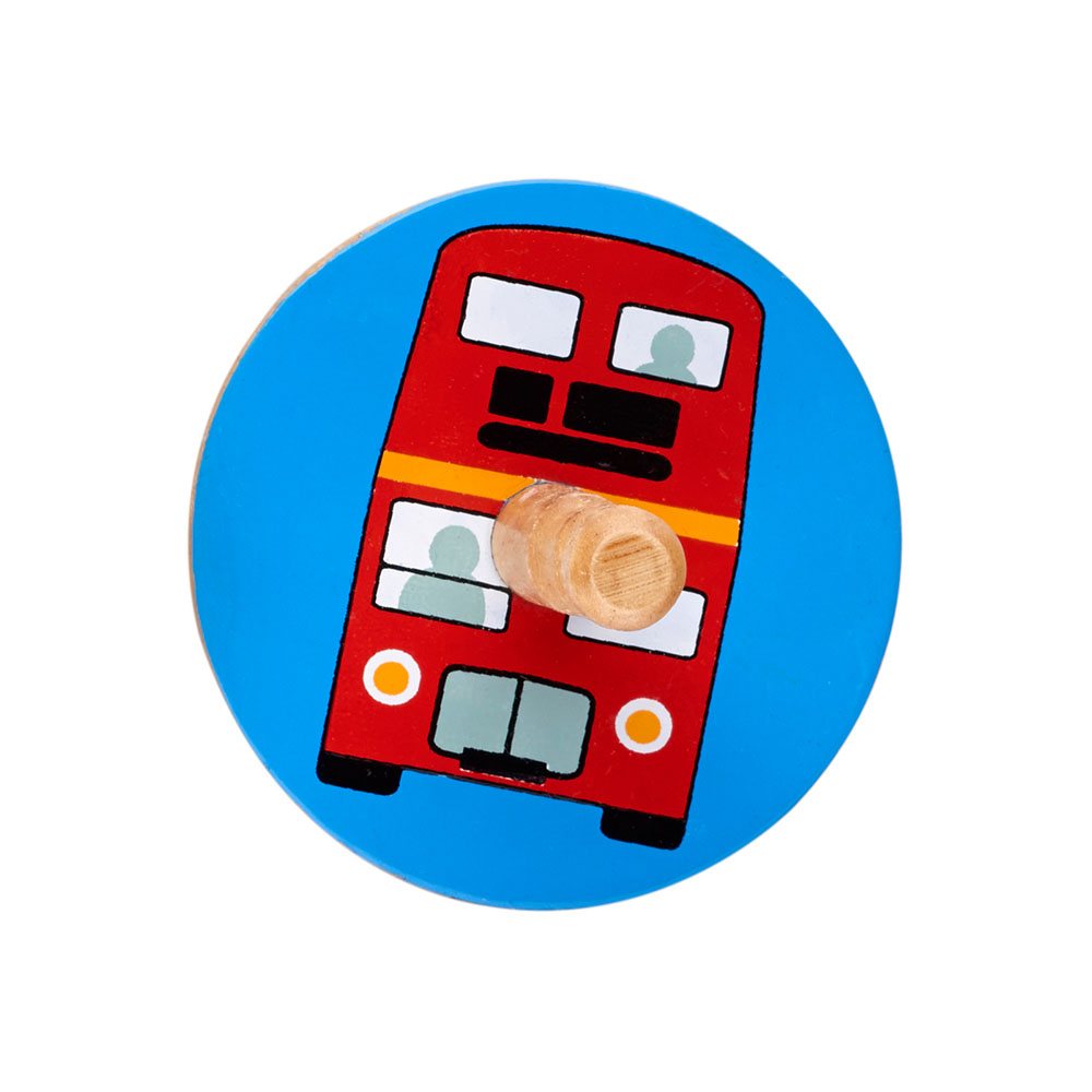 Fair Trade Wooden Bus Spinning Top