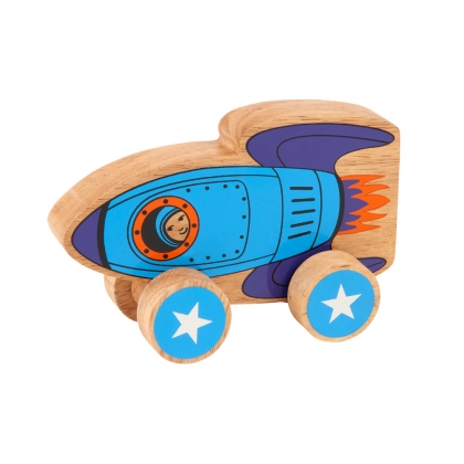 Wooden rocket push along toy