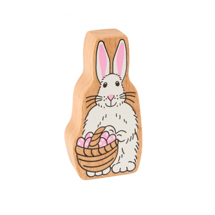 Wooden white and pink Easter bunny toy