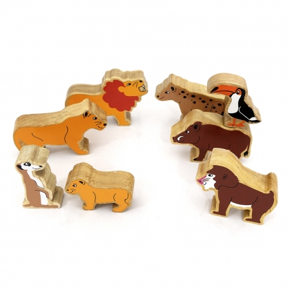 Wooden lion playset - 8 figures