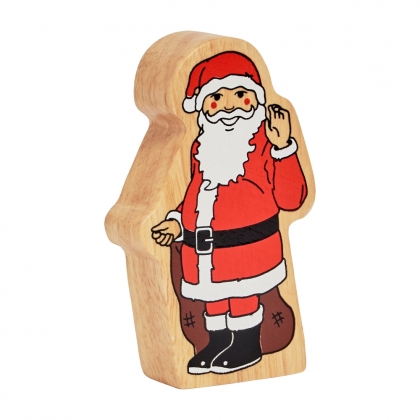 Wooden red & white Father Christmas - side stance toy