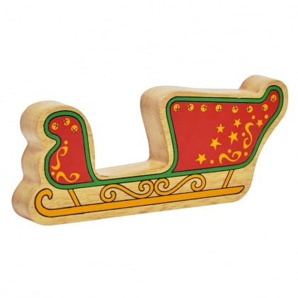 Wooden red & yellow sleigh toy