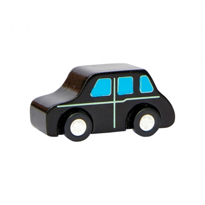 Wooden mini taxi push along toy