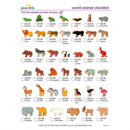 World animal checklist World animal checklist
