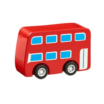 Wooden mini bus push along toy with imperfections