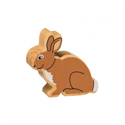 Wooden brown rabbit toy with imperfections
