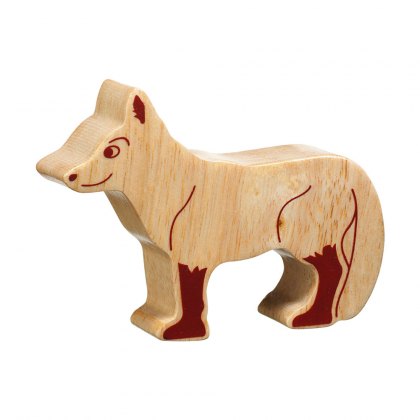 Natural wood fox toy