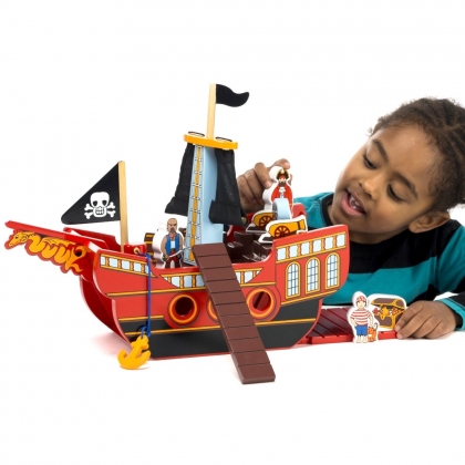 Wooden pirate ship playset