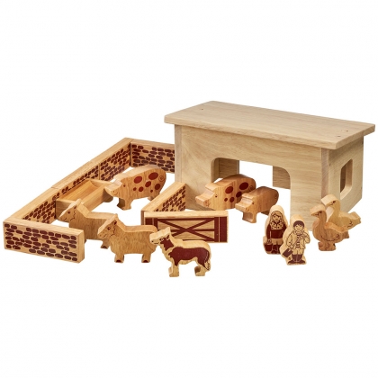 Pig & sheep barn set with natural characters