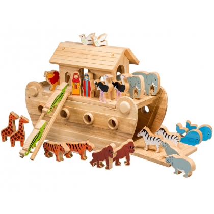 Wooden deluxe Noah's ark playset with colourful characters