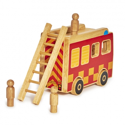 Wooden fire engine playset