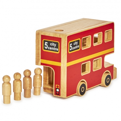 Wooden city bus playset