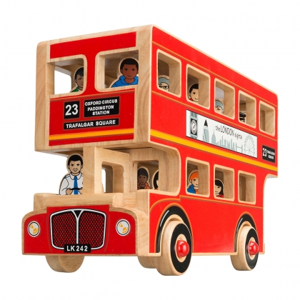 Wooden deluxe London bus playset with figures