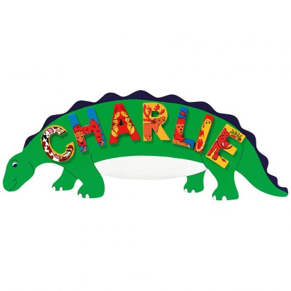 Green dinosaur plaque