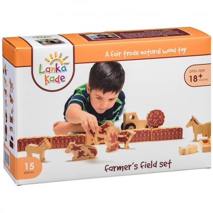 Wooden farmer's field playset with colourful characters