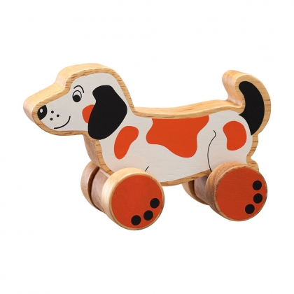 Wooden dog push along toy