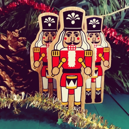 Wooden red & white nutcracker toy