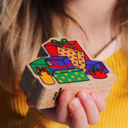 Wooden stack of presents toy