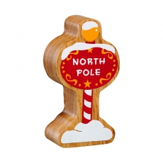 Wooden red and white North Pole toy