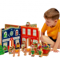 Wooden town toy world playset