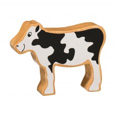 Wooden black & white calf toy