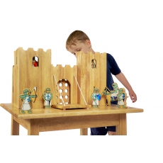 Wooden castle playscene toy with 12 knights