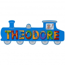 Blue train name plaque - large