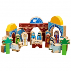 Wooden nativity building blocks toy