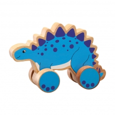 Wooden Stegosaurus push along toy