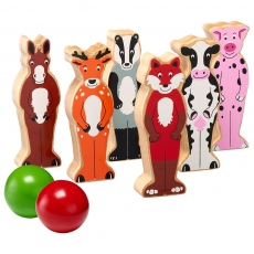 Wooden countryside animal skittle playset