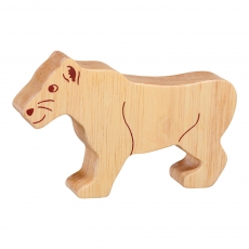 Natural wood lioness toy