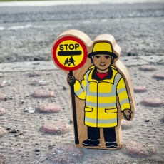 Wooden yellow & black lollipop person toy